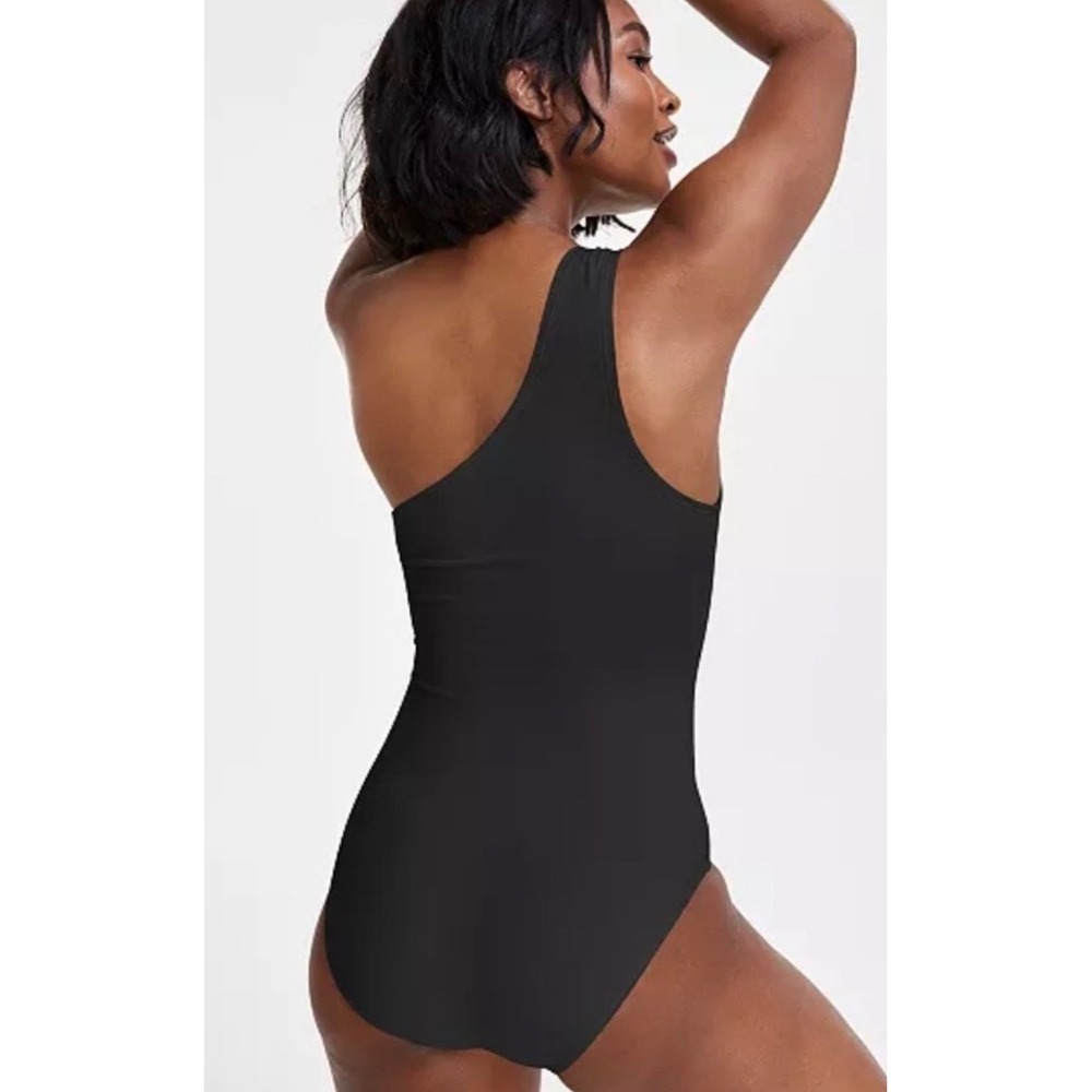 Michael Kors Black Ring One Shoulder 1pc Swimsuit 8 M NWT - Picture 3 of 8